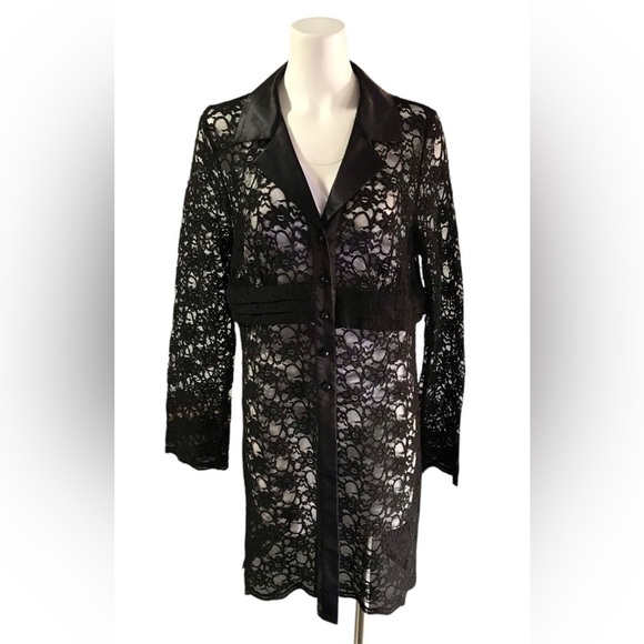 Susan Graver Sheer Lace Duster Jacket Black Size XL - Picture 1 of 12